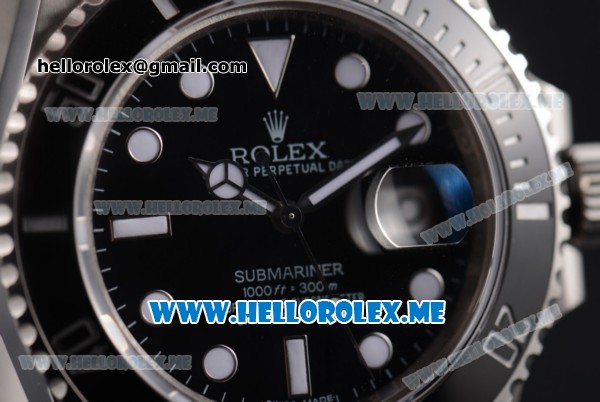 Rolex Submariner Clone Rolex 3135 Automatic Stainless Steel Case/Bracelet with Black Dial and Dot Markers (BP) - Click Image to Close